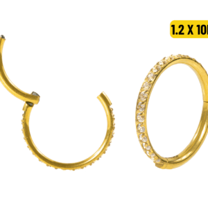 SEGMENTO CLICKER TITÂNIO PVD LATERAL C/ ZIRCÔNIA - 1.2 X10MM - Imagem 1