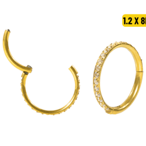SEGMENTO CLICKER TITÂNIO PVD LATERAL C/ ZIRCÔNIA - 1.2 X 8MM - Imagem 1