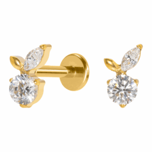 LABRET TITÂNIO R/I LARANJA C/ ZIRCÔNIA - PVD GOLD - Imagem 1