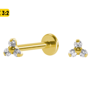 LABRET TITÂNIO R/I TRINITY C/ ZIRCÔNIA  8 X 3:2 - PVD GOLD - Imagem 1