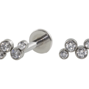 LABRET AÇO R/I 4 ZIRCÔNIAS FLAT - Imagem 1