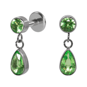 LABRET TITÂNIO R/I C/ PINGENTE ZIRCÔNIA VERDE - 1.2 X 6MM - Imagem 1