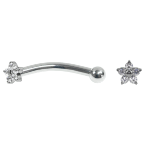 MICRO CURVO TITÂNIO R/I MINI FLOR C/ ZIRCÔNIA - 1.2 X 10MM - Imagem 1