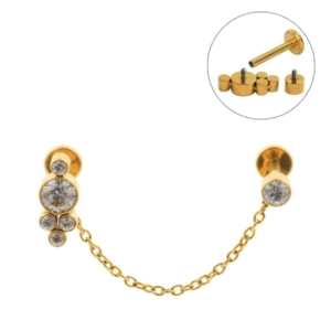 LABRET TITÂNIO PVD GOLD R/INTERNA CORRENTINHA INDIANO - Imagem 1