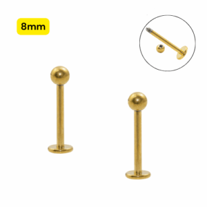 LABRET TITÂNIO PVD GOLD - 1.2 X 8 X 3MM - Imagem 1