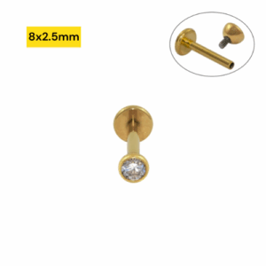 LABRET TITÂNIO PVD GOLD R/I CRAVAÇÃO INGLESA -  8 X 2.5MM