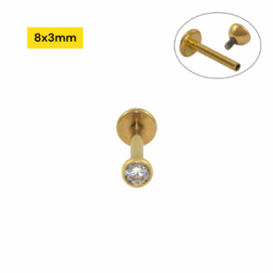 LABRET TITÂNIO PVD GOLD R/I CRAVAÇÃO INGLESA -  8 X 3MM - Imagem 1