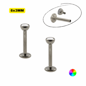 LABRET TITÂNIO R/I CRAVAÇÃO INGLESA - 8 X 3MM - Imagem 1