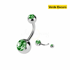 BANANA BELL AÇO C/ STRASS 2 PEDRAS - VERDE ESCURO - Imagem 1