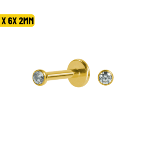 LABRET AÇO PVD R/I C/ ZIRCÔNIA CRAV. INGLESA - 1.2X6X2MM - Imagem 1