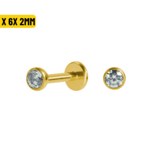 LABRET AÇO PVD R/I C/ ZIRCÔNIA CRAV. INGLESA - 1.2X6X3MM - Imagem 1