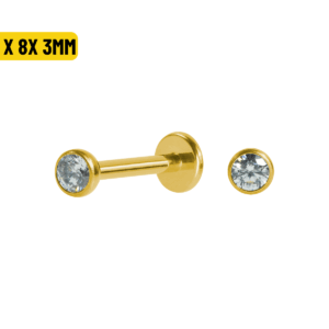 LABRET AÇO PVD R/I C/ ZIRCÔNIA CRAV. INGLESA -  1.2X8X3MM - Imagem 1