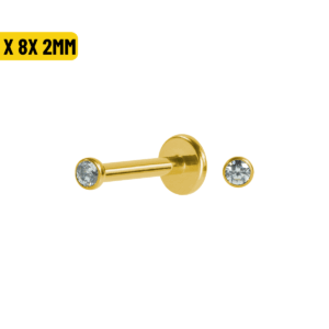 LABRET AÇO PVD R/I C/ ZIRCÔNIA CRAV. INGLESA - 1.2X8X2MM - Imagem 1