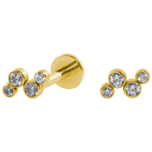 LABRET AÇO PVD R/I 4 ZIRCÔNIAS FLAT - Imagem 1