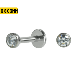 LABRET AÇO R/ INTERNA CRAV. INGLESA - 1.2 X 8 X 3MM