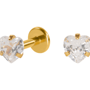 LABRET AÇO PVD GOLD R/I CORAÇÃO C/ ZIRCÔNIA - 4MM - Imagem 1
