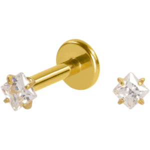 LABRET AÇO PVD PUSH PIN C/ ZIRCÔNIA QUADRADA - 1.2 X 8 X 2MM - Imagem 1