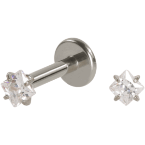 LABRET AÇO PUSH PIN C/ ZIRCÔNIA QUADRADA - 1.2 X 8 X 2MM - Imagem 1
