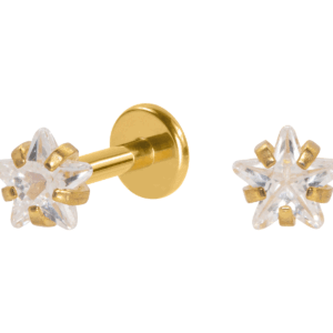 LABRET AÇO PVD GOLD R/I ESTRELA C/ ZIRCÔNIA - 4MM - Imagem 1