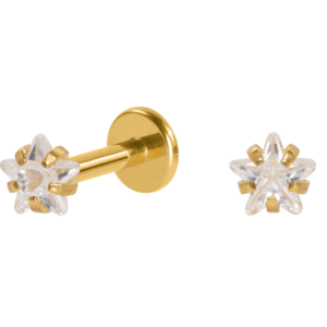 LABRET TITÂNIO PVD GOLD R/I ESTRELA C/ ZIRCÔNIA - Imagem 1