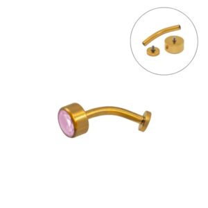 FLOATING NAVEL AÇO PVD GOLD R/I C/ ZIRCÔNIA - ROSA CLARO - Imagem 1