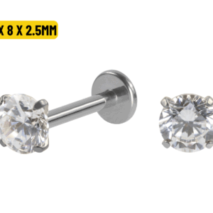 LABRET TITÂNIO R/I C/ ZIRCÔNIA - 1.2 X 8 X 2.5MM - Imagem 1