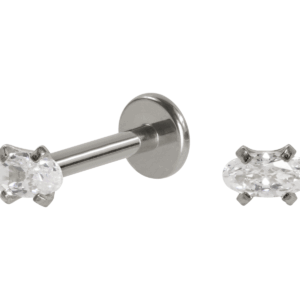 LABRET AÇO R/I C/ ZIRCÔNIA OVAL - 1.2 X 8 X 2.5/4MM - Imagem 1