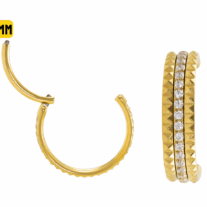 SEGMENTO CLICKER TIT PVD GOLD TRABALHADA C/ PEDRA MOD2 - 10MM - Imagem 1