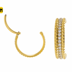 SEGMENTO CLICKER TIT PVD GOLD TRABALHADA C/ PEDRA MOD2 - 8MM - Imagem 1