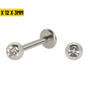 LABRET AÇO C/ STRASS 1.2 X 12 X 3MM - Imagem 1