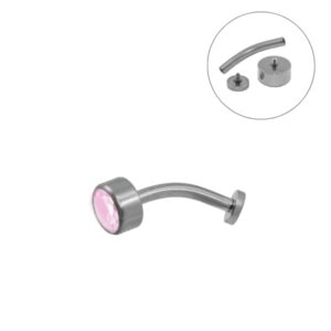 FLOATING NAVEL AÇO R/I C/ ZIRCÔNIA - ROSA CLARO - Imagem 1