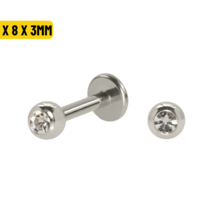 LABRET TITÂNIO R/INTERNA C/ STRASS - 1.2 X 8 X 3MM - Imagem 1