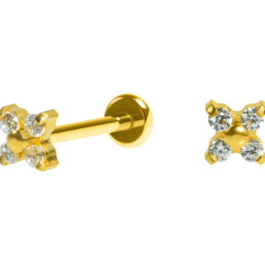 LABRET AÇO R/I FLOR 4 PÉTALAS - PVD GOLD - Imagem 1