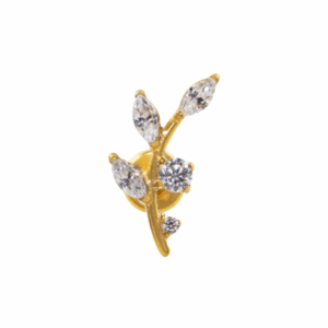LABRET TITÂNIO PVD GOLD R/I GALHO C/ ZIRCÔNIA - Imagem 1