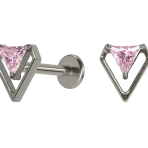 LABRET TITÂNIO R/I DIAMANTE C/ ZIRCÔNIA - ROSA - Imagem 1