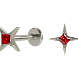 LABRET TITÂNIO R/I ESTRELA C/ ZIRCÔNIA - VERMELHO - Imagem 1