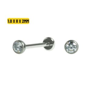 LABRET TITÂNIO PONTO DE LUZ PUSH PIN - 1.0 X 8 X 2MM - Imagem 1