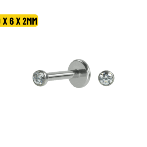 LABRET TITÂNIO PONTO DE LUZ PUSH PIN - 1.0 x 6 X 2MM - Imagem 1