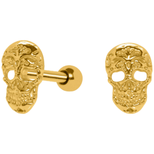 MICRO RETO CAVEIRA MEXICANA C35 - BANHADO A OURO - Imagem 1