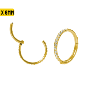 SEGMENTO CLICKER TITÂNIO PVD C/ ZIRCÔNIA - 1.0 X 6MM - Imagem 1