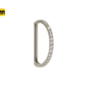 MEIA ARGOLA CLICKER TITÂNIO INTEIRA C/ PEDRA - 12MM - Imagem 1