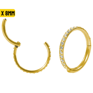 SEGMENTO CLICKER TITÂNIO PVD C/ ZIRCÔNIA - 1.0 X 8MM - Imagem 1