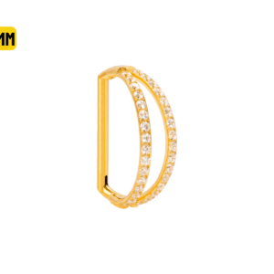 MEIA ARGOLA CLICKER TITÂNIO PVD 2 FILEIRAS C/ PEDRA - 10MM - Imagem 1
