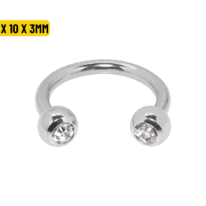 FERRADURA AÇO C/ STRASS  - 1.2 X 10 X 3MM - Imagem 1